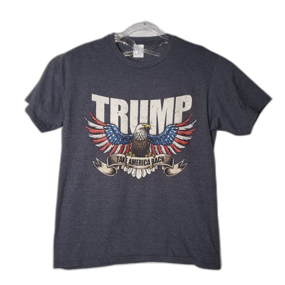 Donald Trump Take America Back Gray T Shirt 2024 MAGA Eagle Patriotic Size Large